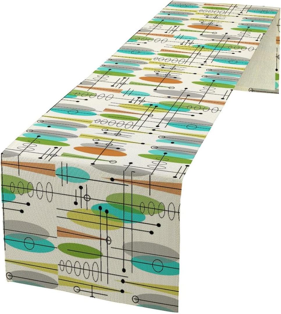 Mid Century Table RunnersRetro Modern Mid Century WeddingCoffee Table Runner, Farmhouse Style Table for Kitchen Dining Table Wedding/Graduation/Party 13x90in