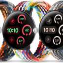 BlackPro Nylon Bands Compatible with Google Pixel Watch Bands/Google Pixel Watch 2/Pixel Watch 4/3 41mm Band for Women Men, Adjustable Stretchy Braided Straps with Upgraded Connector for Pixel Watch Bands (A#Rainbow+Cowboy+Camouflage)
