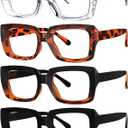 Eyekepper 4 Pack Ladies Reading Glasses - Stylish Oversized Square Readers for Women +3.00 (4 Pairs Mix)