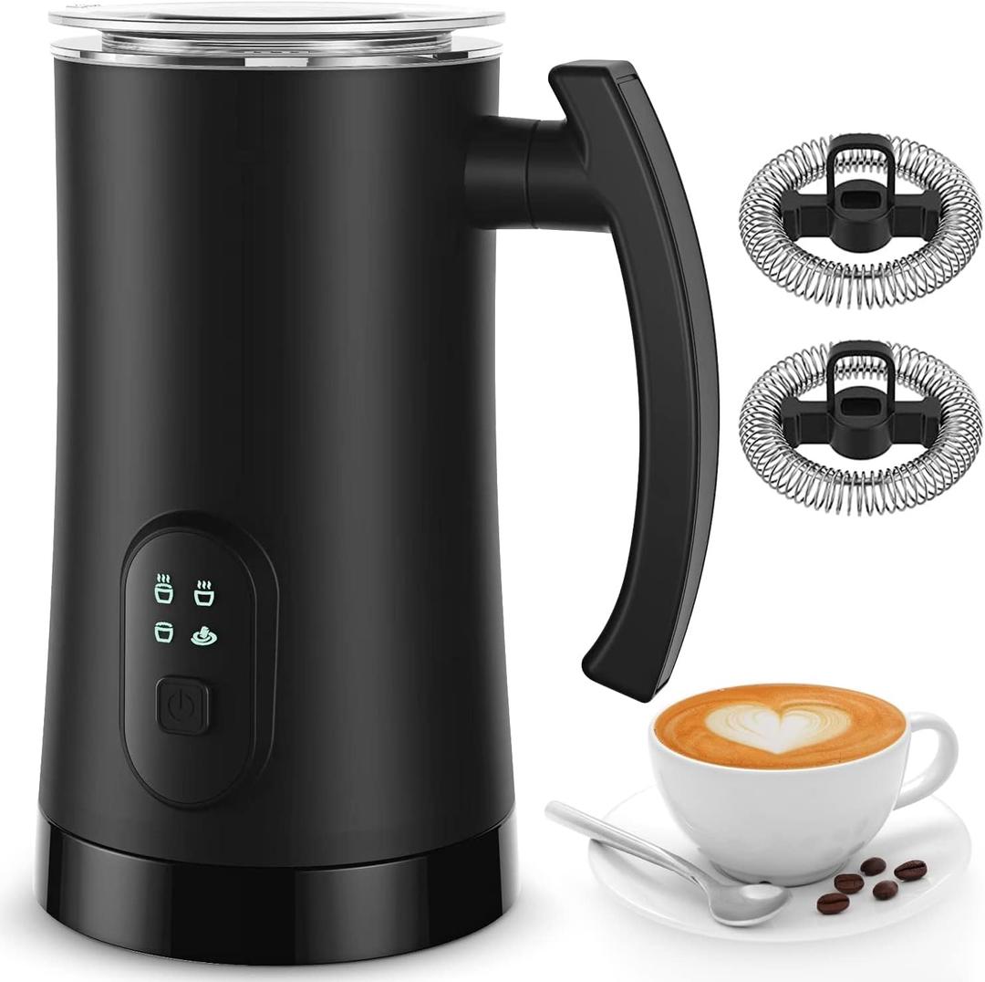 Electric Milk Frother, 4 in 1 Milk Steamer,11.8oz/350ml Automatic Warm and Cold Foam Maker for Coffee,Latte, Cappuccino, Macchiato, Hot Chocolate (Matte Black)