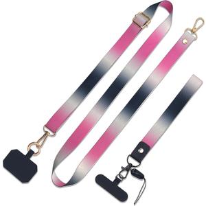 Stylish Phone Lanyard Wrist Strap, 4 Phone Patches, 2 Adjustable Neck Strap, 2 Wrist Strap,2X Spring O Rings