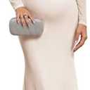AISWI Maternity Off The Shoulder Mermaid Maxi Dress Mesh Bodycon Pregnancy Dresses Baby Shower Photoshoot with Floral, L