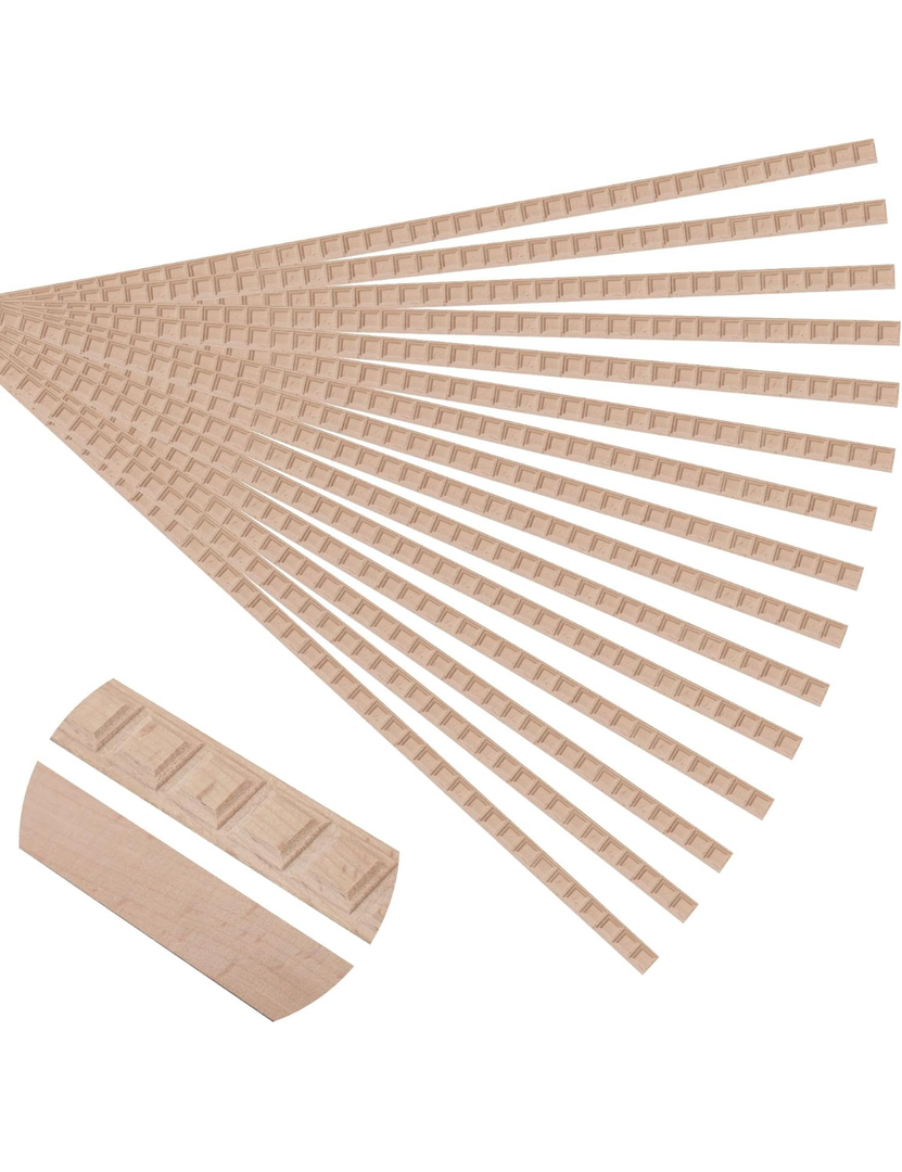 Soengsau 15-Pack 15.75" Unfinished Wood Fluted Rectangular Trim - Easy to Paint, Cute Decorative Molding DIY Craft for Furniture Frame, Mirror Edge, Wall, Door, Closet, Dresser, Shelf