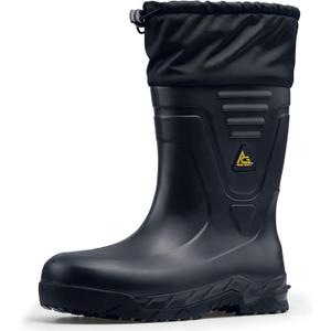 ACE Unisex Slip-Resistant Industrial Work Boots - Comfortable, Non-Slip Safety Slip-On Boots for Men & Women with Soft Toe or Composite Toe - Bullfrog Elite, Size 7, Black