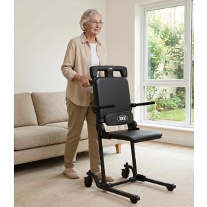 VOCIC Movable Electric Chair Lift, Floor Lift for Elderly Falls with Leather Padded Seat, Short-Distance Transport, Help Stand from Floor for Seniors, Supports 440 LBS, (AX35 PRO, Black)