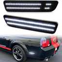 Dynamic White LED Side Marker Lights for Ford Mustang 2005-2009 Dual Rows Rear Fender Bumper Lamp Assembly 2pcs Smoked Lens