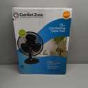 Comfort Zone Oscillating Table Fan with Adjustable Tilt, Convenient Push Button Controls, Quiet, 12 inch, 3 Speed, Desk Fan, Airflow 7.25 ft/sec, Ideal for Home, Bedroom, Dorm & Office, CZ121BK