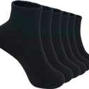 Glory Max 6 Pairs Women Ankle Socks Cotton Solid Color with Cushion for Athletic Running (9-11, Black)