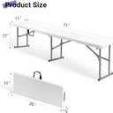 Byliable Folding Bench 6 Foot, Plastic Foldable Bench Seat with Handle, Portable Picnic Party Camping Dining Seat, Garden Multipurpose Entertaining Activities, White, 2 Pack