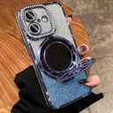 For iPhone 16 Plus Rhinestone Mirror Glitter MagSafe TPU Phone Case(Sierra Blue)
