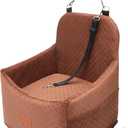 Youvee Dog Booster Car Seat,Interior Height 6 Inches Elevated Pet Car Seat for Small Dog up to 30 lbs,Safety,Comfortable,Fully Detachable and Washable(View -Brown)