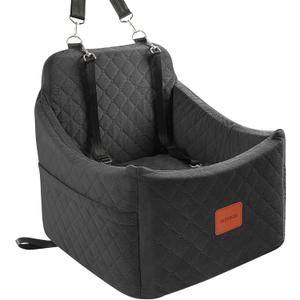 INDYBUD Small Dog Car Seat, Memory Foam Dog Booster Car Seats with Thick Cushion for Medium Dogs Under 35lbs, Detachable Washable Pet Seat with Storage Pockets,2 Safety Belts (Black, Medium)