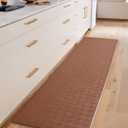 Color&Geometry Anti Fatigue Cushioned Kitchen Floor Mats, 17"X71", Long Runner Rug Non Slip Waterproof, Memory Foam Padded Standing Mat for Front Sink, Brown