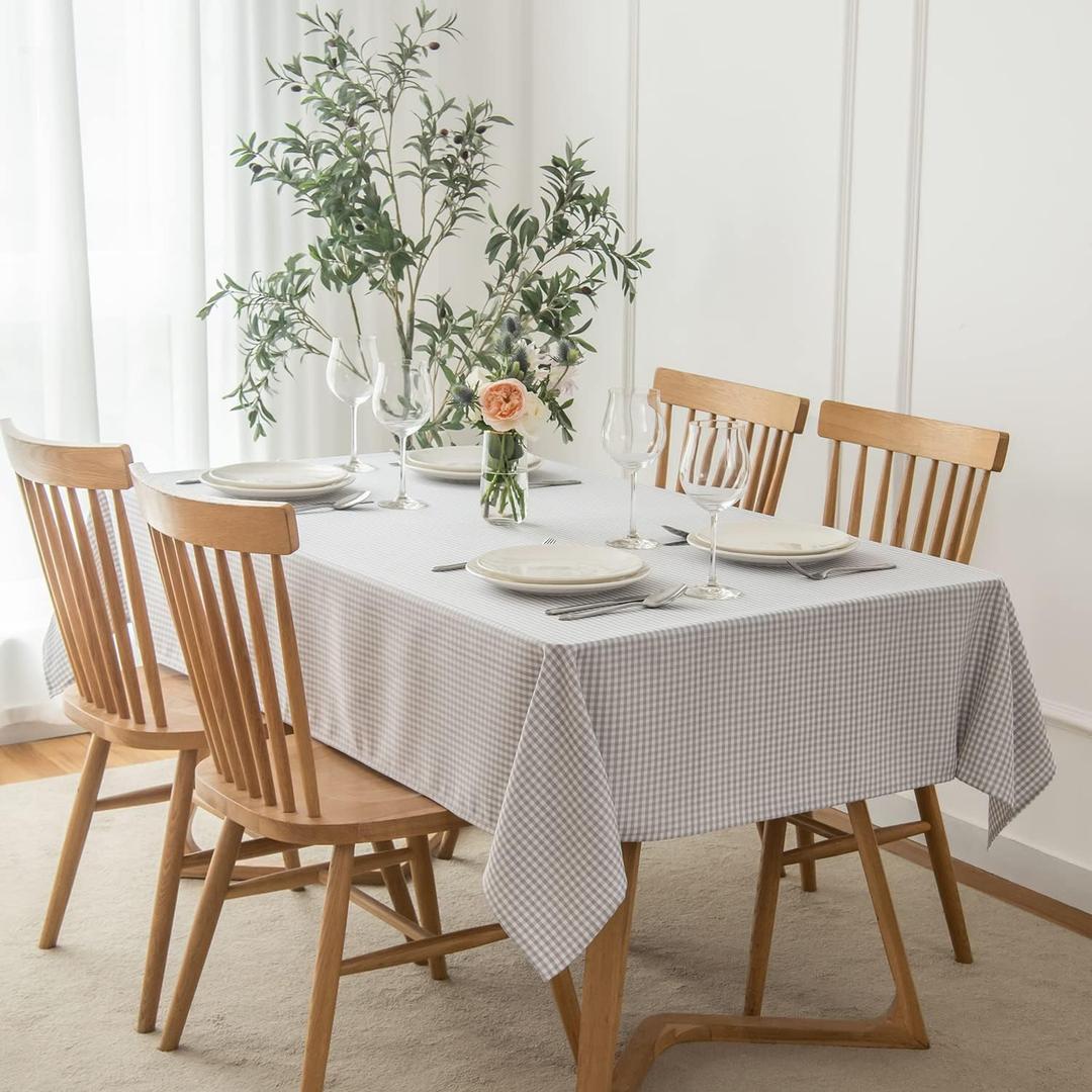 maxmill Checkered Tablecloth Stain Resistant Waterproof and Wrinkle Resistant Washable Heavy Weight Table Cloth Gingham for Dining Room and Outdoor Use, Rectangle 60 x 120 Inch Grey White
