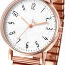 OIDEA Women's Elastic Strap Watches: Large Face Arabic Numerals Analog Quartz Wrist Watches for Women Easy Reader Stretch Band Waterproof Ladies Wratch