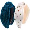 BEGOOD Headbands for Women Rhinestone Knotted Wide Headband Womens Top Knot Head Bands Fashion Hairbands Turban Hair Accessories for Girls 2Pcs