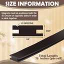 Wonderjune 75 Inch Shower Door Magnetic Strip Replacement Flexible Magnetic Strip Insert for Framed Semi Framed Swinging Glass Shower Doors, Black(2 Rolls)