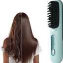 Go Brush Pro, 2025 New Go Brush Pro, Portable Straightener Brushs for Travel, with LCD Temperature Display, Fast Heating Cordless Mini Hair Brushs (Blue)