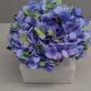 Hollyone Hydrangea Artificial Flowers with Glass Vase Blue-Green Silk Faux Flowers Arrangements in Vase with Faux Water Fake Floral Bulk Bouquet for Home Decor Table Centerpiece Decorations