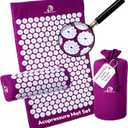 Acupressure Mat & Pillow Set - Acupressure Therapy for Back and Neck Pain Relief, Sciatica, and Pressure Point Aches Ideal Acupuncture Mat for Sleeping Aid & Recovery (Purple)