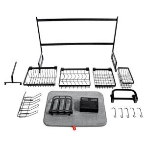 Stainless Steel Over-The-Sink Dish Drying Rack Drainer Shelf Kitchen Countertop Organizer Utensil Holder