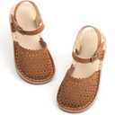 THEE BRON Toddler Girl Vintage Closed-Toe Sandals Hollow Out Rustic Summer Shoes (12 Little Kid, Tb2240-maple Brown)