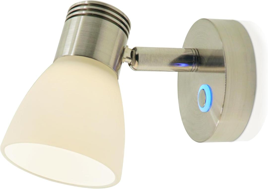 THALASSA RV Interior Lights LED 12V Fixtures Dimmable Boat Reading Lamp 12 Volts 3W Wall Sconce LED for Marine Caravan Camper Van Indoor Warm White Sconces Lighting (Brushed Finish)