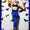 Halloween Crayon Leggings for Women Stretchy Pants Crayon Funny Tights for Halloween Cosplay (Blue, M)