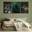 3Pcs Moody Victorian Wall Art Woman in the Lake Posters Prints Floral Ophelia Dark Academia Painting pictures Gothic Woman Wall Decor Artwork for Wall Living Room Bedroom Home Decoration 16x24in