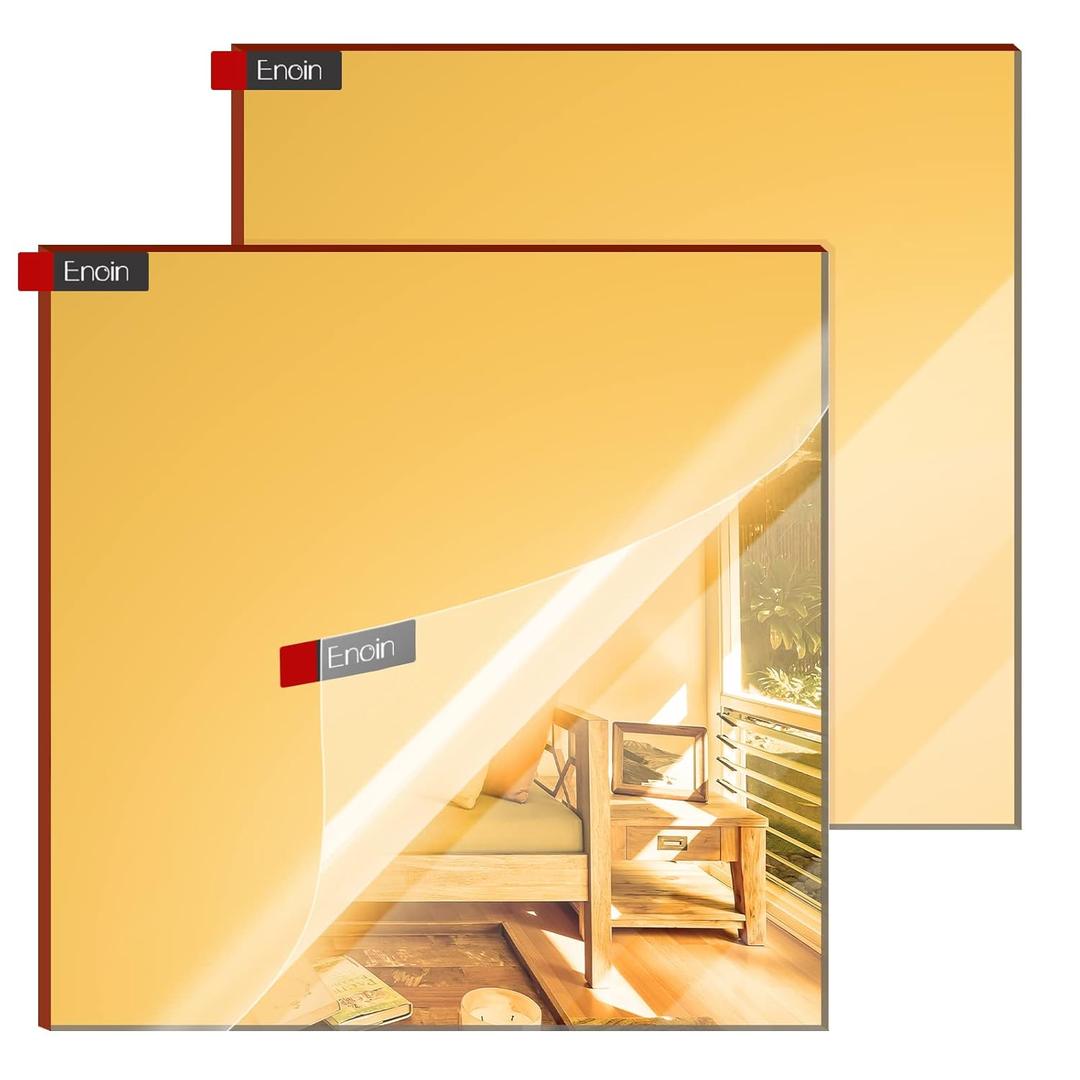 Enoin 2pcs 12 x 12 inch Gold Acrylic Sheet - Cut to Size Plexiglass Sheets 1/8 inch Thick, Small Wall Mirrors for Wall Decor DIY Craft Acrylic Sign