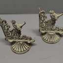 Vintage Book Ends for Heavy Books, Farmhouse Decorative Bookends for Shelves with Non-Skid Base, Antique White Finish for Home Office, 1 Pair