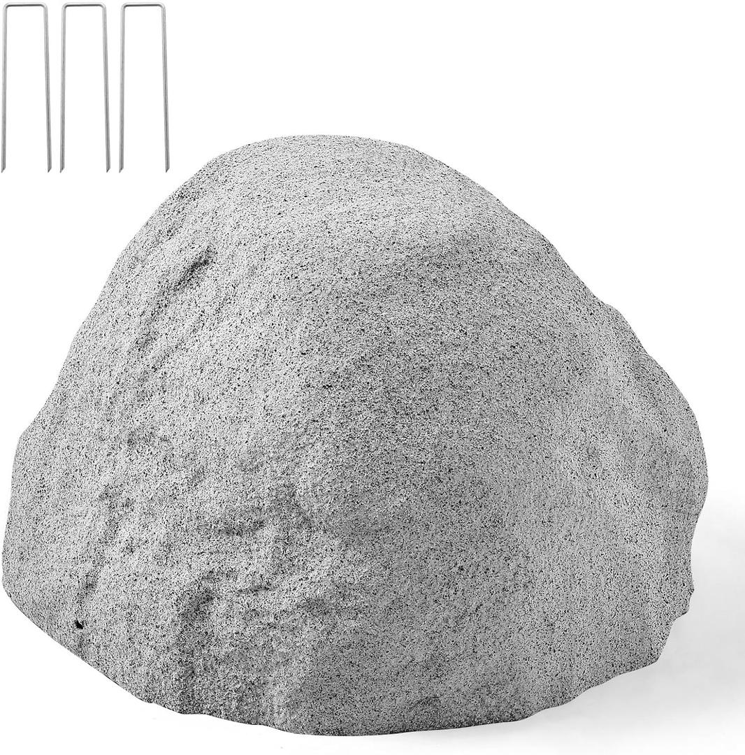 VEVOR Faux Rock Cover, Outdoor Fake Rock Well Pump Cover, Realistic Natural Texture, Lightweight & Weather-Resistant Polyresin Artificial Boulder for Landscaping Garden Yard Dcor, Grey, Small Size