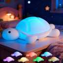 Turtle Night Light, Sea Turtle Gifts, Cute Soft Silicone Squishy LED Lamp with 7 RGB Colors , Dimmable, Timer, Touch Control, Kids' Bedroom Decor, Gift for Children, Breastfeeding Nursery Birthdays