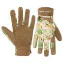 HANDLANDY Gardening Gloves for Women, Breathable Ladies Leather Garden Yard Gloves Best Gardeners Gift (Khaki, M)