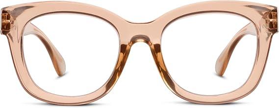 Peepers by PeeperSpecs Oprah's Favorite Center Stage Women's Oversized Blue Light Blocking Reading Glasses, Tan,  +2.00