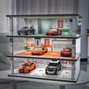kivcmds Model Car Display Case 1:24 Scale Diecast Diorama Garage with Lights for Lego Alloy Car Collectibles Wood Storage Shelf,3 Tiers of 12 Parking Spaces, One Size