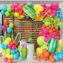 137Pcs Mexican Fiesta Balloon Arch Garland Kit - Fiesta Party Decorations,Rainbow Colors Giant Cactus Foil Balloons for Cinco De Mayo Carnival Birthday Party Summer Hawaiian Luau Tropical Supplies