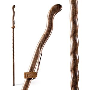 Brazos Handcrafted Wood Walking Stick, Twisted Oak, Ergonomic Style Handle, for Men & Women, Made in The USA, Brown, 48"