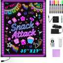 Hosim LED Message Writing Board 35"x27" Illuminated Erasable Neon Effect Restaurant Menu Sign with 8 Colors Markers, 7 Colors Flashing Mode DIY Message Chalkboard for Kitchen Wedding Promotions