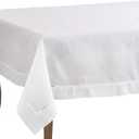 SARO LIFESTYLE Hemstitched Border Tablecloth, White, 70"x120"