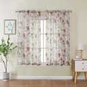 OWENIE Crushed Kitchen Window Curtains 45 Inches Length 2 Panels, Elegant Farmhouse Printed Short Semi Sheer Curtains for Cafe Bathroom Bedroom, Light Filtering Rod Pocket Curtain, 42Wx45L inch (Multi Color)