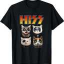 Hiss Funny Cat Lover T-Shirt, Black , 2XL, Black 