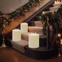 3 Wick Extra Large Flameless Candles, 6"x8" Flat Battery Operated Candles with Remote, Real Wax Led Candle with 3D Flickering Flame, Fake Candles for Home Decor (Ivory)