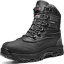 NORTIV 8 Men's Insulated Waterproof Construction Rubber Sole Winter Snow Ski Boots (10 Wide, Black)