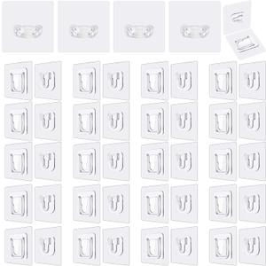 Double Sided Adhesive Wall Hooks,24 Pack Self Adhesive Hooks,Suitable for Hanging and Organizing (Transparent)