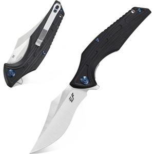 Eafengrow EF924 Folding Knife D2 Steel Blade + G10 Handle camping Knife Outdoor EDC TOOL (Black)