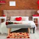 Blosssound Valentine's Day Natural Coir Doormat 17x29 Inch Love Heart Rugs Welcome Nature Coir Kitchen Mats Non Slip Entrance Floor Rugs for Indoor and Outdoor Holiday Decor Supplies