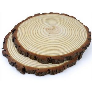 Large Wood Slices for Table Centerpieces, Natural Rustic Round, 12-13 Inch Diameter, Wedding Decor, Set of 2
