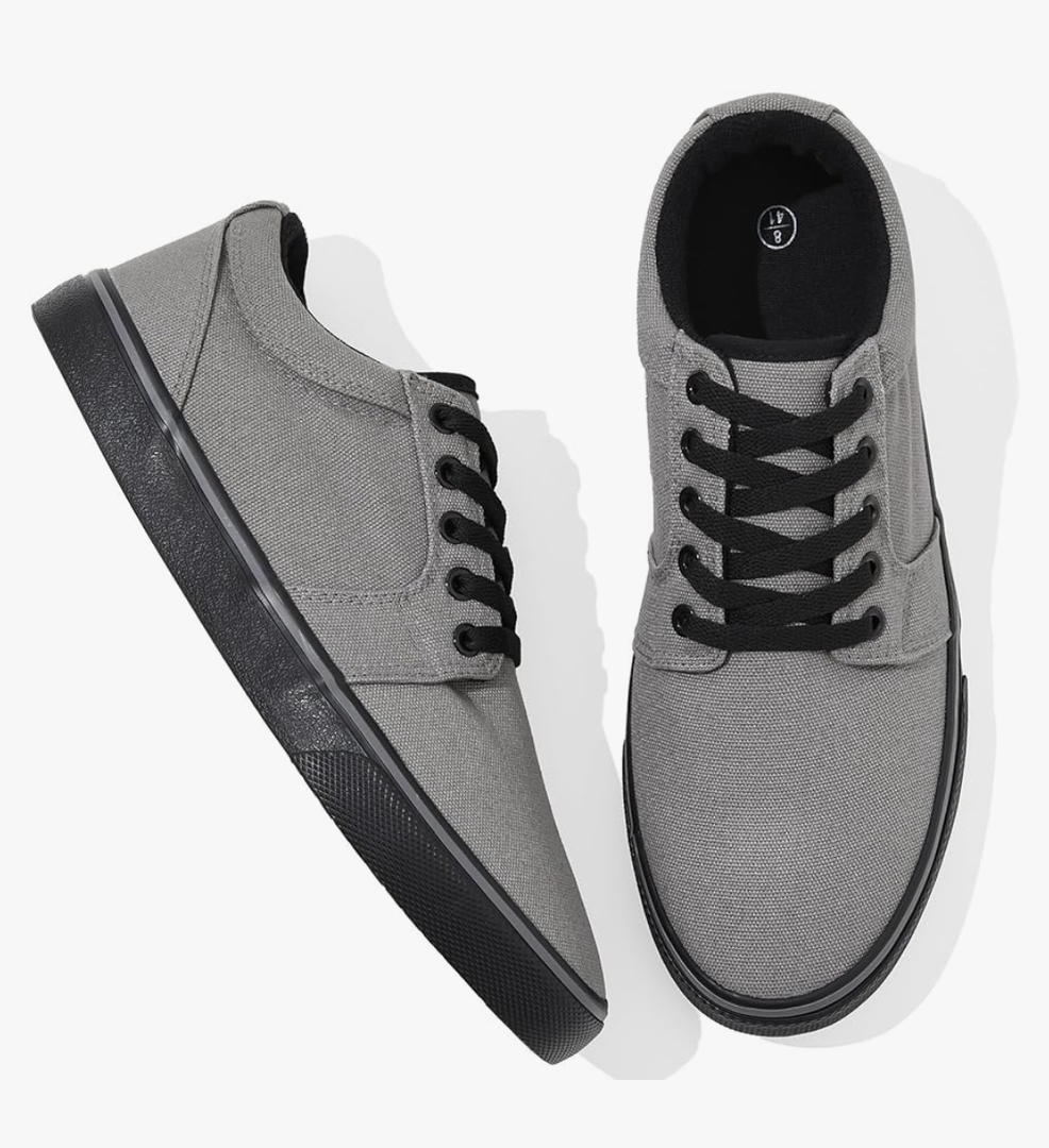 kufeiti Men's Canvas Black Casual Shoes Sneakers Low Top Lace Up Walking Shoes Sneakers for Men, Size 9