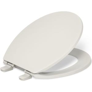 KOHLER K-4775-47 Brevia Round Toilet Seat with Quick-Release Hinges And Quick-Attach Hardware For Easy Clean, Almond